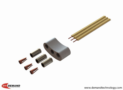Electrical Connector 3 way IDC wire with custom design pressed plated copper contacts and injection moulded PP body