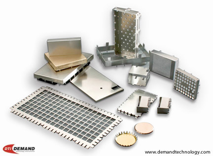 RF Shield Fence and Lid - various square rectangular and round custom design in high precision pressed and plated steels