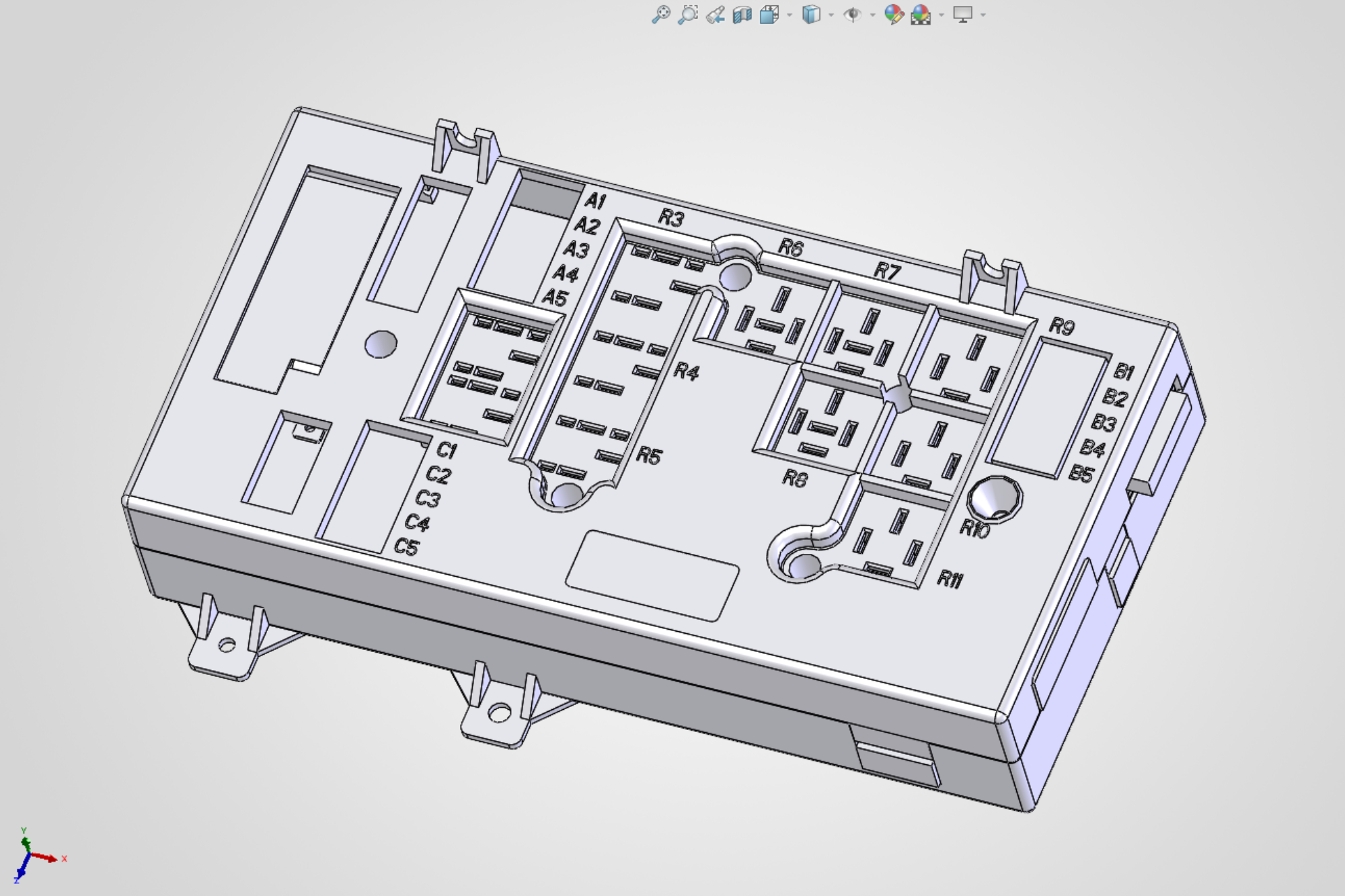 A drawing of a fuse box.