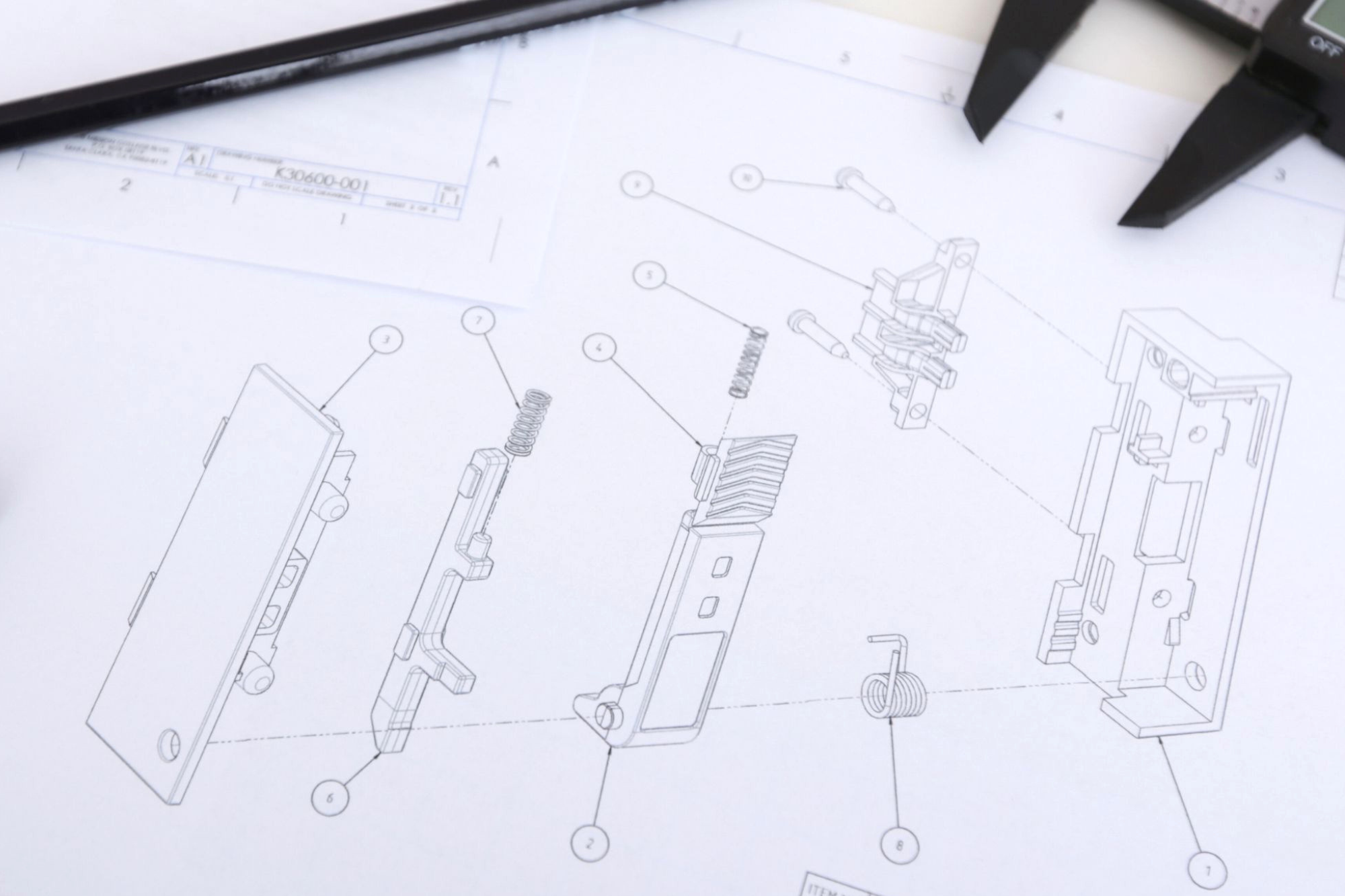 A detailed drawing of a server latch.