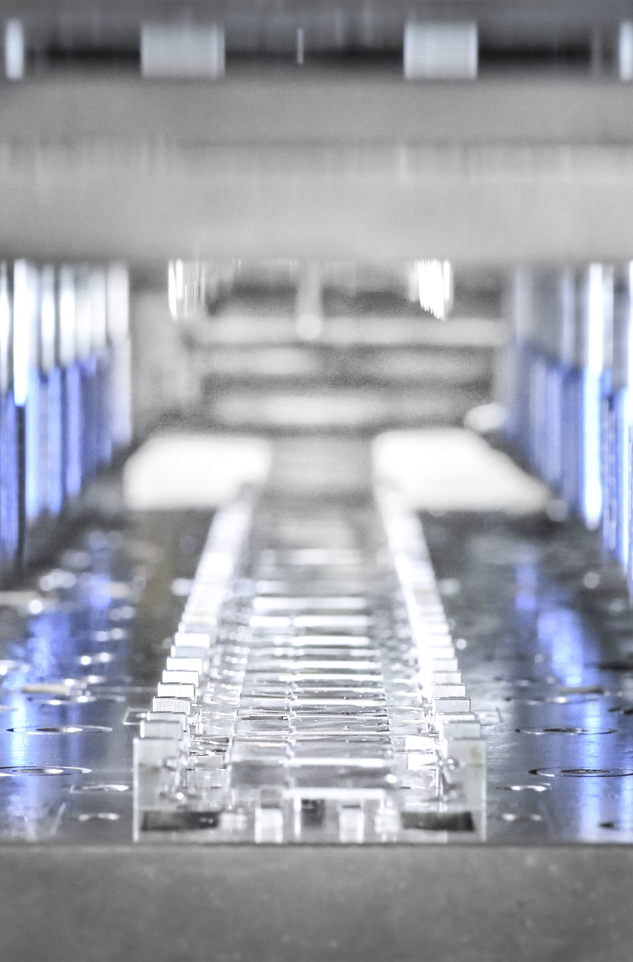 A production line of a metal stamping machine.
