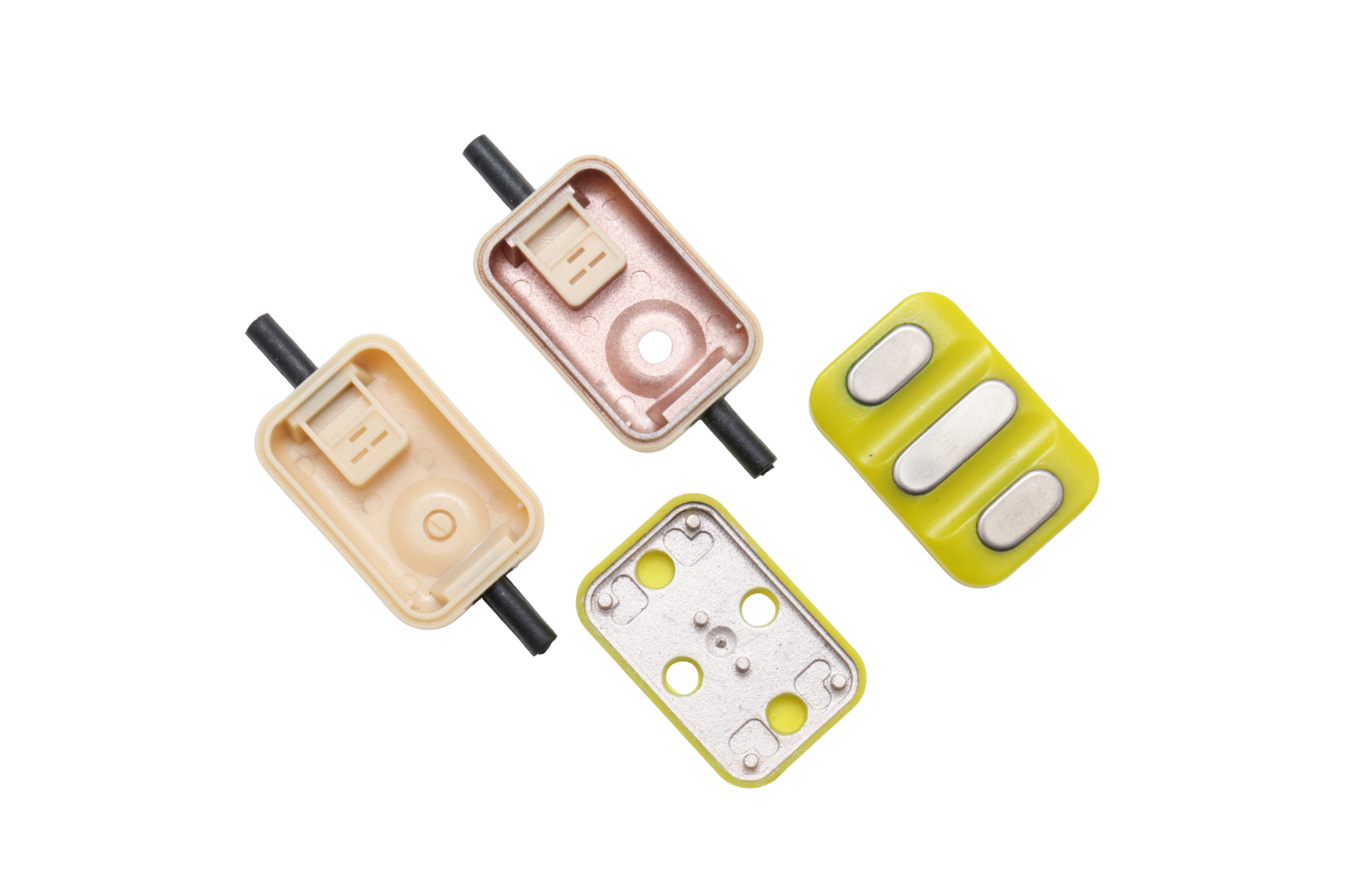 The different component of a sensor laid out next to each other.